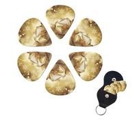 Guitar Picks 6 Pack Personalized Guitar Picks Gold silk christmas Print Guitar Pick Holder for Acoustic Guitars Violin Ukulele Bass