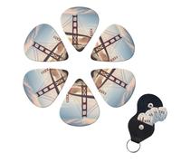 Guitar Picks 6 Pack Personalized Guitar Picks Golden Gate Bridge Print Guitar Pick Holder for Acoustic Guitars Violin Ukulele Bass