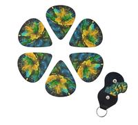 Guitar Picks 6 Pack Personalized Guitar Picks Green and Yellow Color Collision Print Guitar Pick Holder for Acoustic Guitars Violin Ukulele Bass