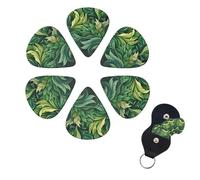 Guitar Picks 6 Pack Personalized Guitar Picks Green Leaves Print Guitar Pick Holder for Acoustic Guitars Violin Ukulele Bass