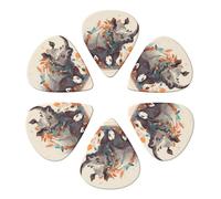 Guitar Picks 6 Pack Personalized Guitar Picks Hand Drawn Animals Guitar Pick Holder for Acoustic Guitars Violin Ukulele Bass