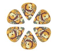 Guitar Picks 6 Pack Personalized Guitar Picks Hand Drawn Flowers and Bears Guitar Pick Holder for Acoustic Guitars Violin Ukulele Bass