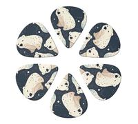 Guitar Picks 6 Pack Personalized Guitar Picks Hand Drawn Polar Bear Guitar Pick Holder for Acoustic Guitars Violin Ukulele Bass