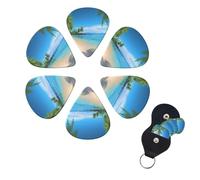 Guitar Picks 6 Pack Personalized Guitar Picks Hawaiian Beach Print Guitar Pick Holder for Acoustic Guitars Violin Ukulele Bass