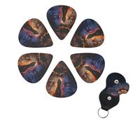 Guitar Picks 6 Pack Personalized Guitar Picks Head on Fire Print Guitar Pick Holder for Acoustic Guitars Violin Ukulele Bass