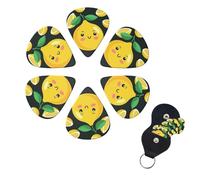 Guitar Picks 6 Pack Personalized Guitar Picks Lemon fruit Print Guitar Pick Holder for Acoustic Guitars Violin Ukulele Bass
