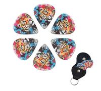 Guitar Picks 6 Pack Personalized Guitar Picks Leopard Head Print Guitar Pick Holder for Acoustic Guitars Violin Ukulele Bass