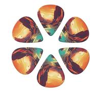 Guitar Picks 6 Pack Personalized Guitar Picks Mountain Pattern Guitar Pick Holder for Acoustic Guitars Violin Ukulele Bass