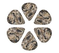 Guitar Picks 6 Pack Personalized Guitar Picks Oriental Dragon Style Guitar Pick Holder for Acoustic Guitars Violin Ukulele Bass
