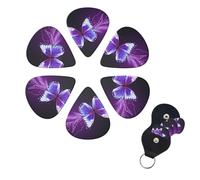 Guitar Picks 6 Pack Personalized Guitar Picks Purple Butterfly Print Guitar Pick Holder for Acoustic Guitars Violin Ukulele Bass