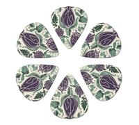 Guitar Picks 6 Pack Personalized Guitar Picks Purple Eggplant Pattern Guitar Pick Holder for Acoustic Guitars Violin Ukulele Bass