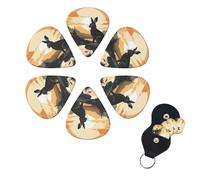 Guitar Picks 6 Pack Personalized Guitar Picks Rabbit Silhouette Print Guitar Pick Holder for Acoustic Guitars Violin Ukulele Bass