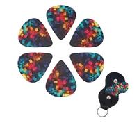 Guitar Picks 6 Pack Personalized Guitar Picks Square Print Guitar Pick Holder for Acoustic Guitars Violin Ukulele Bass