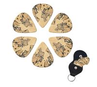 Guitar Picks 6 Pack Personalized Guitar Picks Vintage World Map Print Guitar Pick Holder for Acoustic Guitars Violin Ukulele Bass