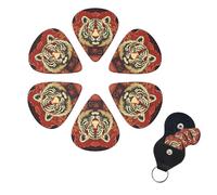 Guitar Picks 6 Pack Personalized Guitar Picks Year Of The Tiger Print Guitar Pick Holder for Acoustic Guitars Violin Ukulele Bass