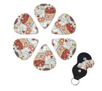 Guitar Picks 6 Pack Personalized Guitar Plectrums With Storage Box Thin Medium Heavy Cake Coffee Bread Strawberry Electric Guitar Pick Bass Picks Guitar Accessories For Acoustic Ukulele