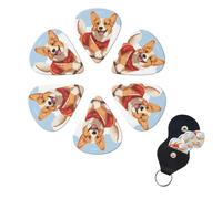 Guitar Picks 6 Pack Personalized Guitar Plectrums With Storage Box Thin Medium Heavy Cartoon Corgi Dog Electric Guitar Pick Bass Picks Guitar Accessories For Acoustic Ukulele