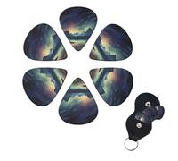 Guitar Picks 6 Pack Personalized Guitar Plectrums With Storage Box Thin Medium Heavy Celestial Night Sky Electric Guitar Pick Bass Picks Guitar Accessories For Acoustic Ukulele