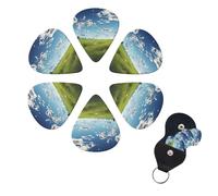 Guitar Picks 6 Pack Personalized Guitar Plectrums With Storage Box Thin Medium Heavy Clouds And Grass Electric Guitar Pick Bass Picks Guitar Accessories For Acoustic Ukulele