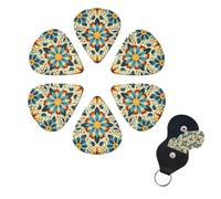 Guitar Picks 6 Pack Personalized Guitar Plectrums With Storage Box Thin Medium Heavy Colorful Arabic Editable File Yellow Electric Guitar Pick Bass Picks Guitar Accessories For Acoustic Ukulele