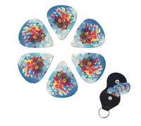 Guitar Picks 6 Pack Personalized Guitar Plectrums With Storage Box Thin Medium Heavy Colorful Blue Balloons Sky Electric Guitar Pick Bass Picks Guitar Accessories For Acoustic Ukulele