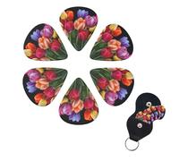 Guitar Picks 6 Pack Personalized Guitar Plectrums With Storage Box Thin Medium Heavy Colorful Flowers Electric Guitar Pick Bass Picks Guitar Accessories For Acoustic Ukulele