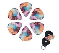 Guitar Picks 6 Pack Personalized Guitar Plectrums With Storage Box Thin Medium Heavy Colorful Marble Electric Guitar Pick Bass Picks Guitar Accessories For Acoustic Ukulele