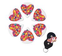 Guitar Picks 6 Pack Personalized Guitar Plectrums With Storage Box Thin Medium Heavy Colourful Heart1 Electric Guitar Pick Bass Picks Guitar Accessories For Acoustic Ukulele
