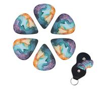 Guitar Picks 6 Pack Personalized Guitar Plectrums With Storage Box Thin Medium Heavy Colourful Marble Electric Guitar Pick Bass Picks Guitar Accessories For Acoustic Ukulele