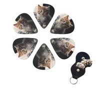 Guitar Picks 6 Pack Personalized Guitar Plectrums With Storage Box Thin Medium Heavy Cute Kitten Electric Guitar Pick Bass Picks Guitar Accessories For Acoustic Ukulele