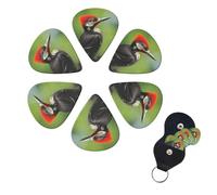 Guitar Picks 6 Pack Personalized Guitar Plectrums With Storage Box Thin Medium Heavy Cute Pileated Woodpecker Electric Guitar Pick Bass Picks Guitar Accessories For Acoustic Ukulele