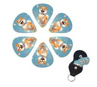 Guitar Picks 6 Pack Personalized Guitar Plectrums With Storage Box Thin Medium Heavy Cute Shiba Inu Electric Guitar Pick Bass Picks Guitar Accessories For Acoustic Ukulele