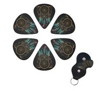 Guitar Picks 6 Pack Personalized Guitar Plectrums With Storage Box Thin Medium Heavy Dark Dream Catcher Electric Guitar Pick Bass Picks Guitar Accessories For Acoustic Ukulele