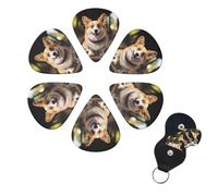 Guitar Picks 6 Pack Personalized Guitar Plectrums With Storage Box Thin Medium Heavy Dog Corgi Electric Guitar Pick Bass Picks Guitar Accessories For Acoustic Ukulele