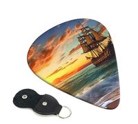 Guitar Picks 6 Pack pirate ship in the sunset Print Personalized Guitar Picks with Organizer Storage Box Guitar Plectrum Guitar Accessories for Bass Electric Ukulele Guitar Players