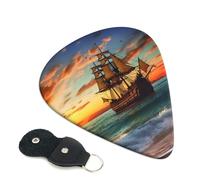 Guitar Picks 6 Pack pirate ship in the sunset Print Personalized Guitar Picks with Organizer Storage Box Guitar Plectrum Guitar Accessories for Bass Electric Ukulele Guitar Players