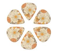Guitar Picks 6 Pack Polka Dots with Flowers Print Guitar Pick Holder Personalized Guitar Picks for Acoustic Guitars Violin Ukulele Bass
