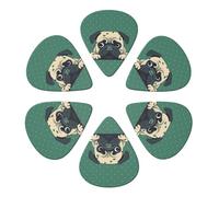 Guitar Picks 6 Pack Pug Green Polka Dot Guitar Pick Holder Personalized Guitar Picks for Acoustic Guitars Violin Ukulele Bass