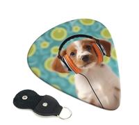 Guitar Picks 6 Pack Puppy with headphones Print Personalized Guitar Picks with Organizer Storage Box Guitar Plectrum Guitar Accessories for Bass Electric Ukulele Guitar Players