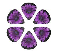 Guitar Picks 6 Pack Purple Daisy Print Guitar Pick Holder Personalized Guitar Picks for Acoustic Guitars Violin Ukulele Bass