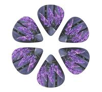 Guitar Picks 6 Pack Purple Lavender Flower Print Guitar Pick Holder Personalized Guitar Picks for Acoustic Guitars Violin Ukulele Bass