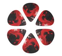 Guitar Picks 6 Pack Red Black White Abstract Print Guitar Pick Holder Personalized Guitar Picks for Acoustic Guitars Violin Ukulele Bass