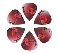 Guitar Picks 6 Pack Red Cherry Blossom Print Guitar Pick Holder Personalized Guitar Picks for Acoustic Guitars Violin Ukulele Bass