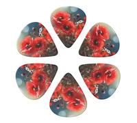 Guitar Picks 6 Pack Red flowers Print Guitar Pick Holder Personalized Guitar Picks for Acoustic Guitars Violin Ukulele Bass