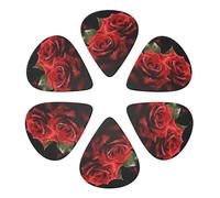 Guitar Picks 6 Pack Red Roses Print Guitar Pick Holder Personalized Guitar Picks for Acoustic Guitars Violin Ukulele Bass