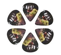 Guitar Picks 6 Pack Red Wine Galsses Print Guitar Pick Holder Personalized Guitar Picks for Acoustic Guitars Violin Ukulele Bass