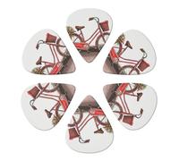 Guitar Picks 6 Pack Retro red bicycle Print Guitar Pick Holder Personalized Guitar Picks for Acoustic Guitars Violin Ukulele Bass