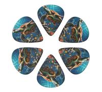 Guitar Picks 6 Pack Sea Turtles Diamond Print Guitar Pick Holder Personalized Guitar Picks for Acoustic Guitars Violin Ukulele Bass