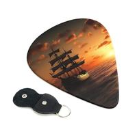 Guitar Picks 6 Pack Ship under the sunset Print Personalized Guitar Picks with Organizer Storage Box Guitar Plectrum Guitar Accessories for Bass Electric Ukulele Guitar Players