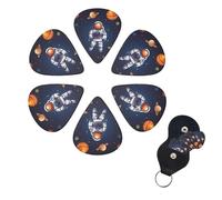 Guitar Picks 6 Pack Space Astronaut Print Guitar Pick Holder Personalized Guitar Picks for Acoustic Guitars Violin Ukulele Bass